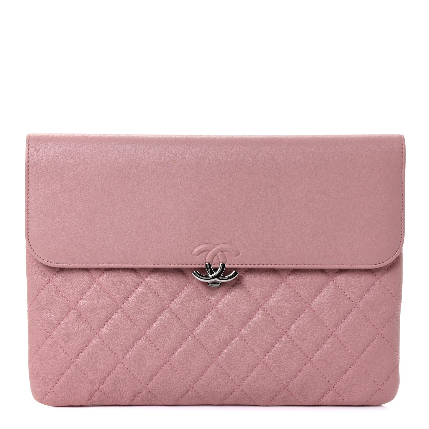 Lambskin Quilted CC Box Pouch Light Pink
