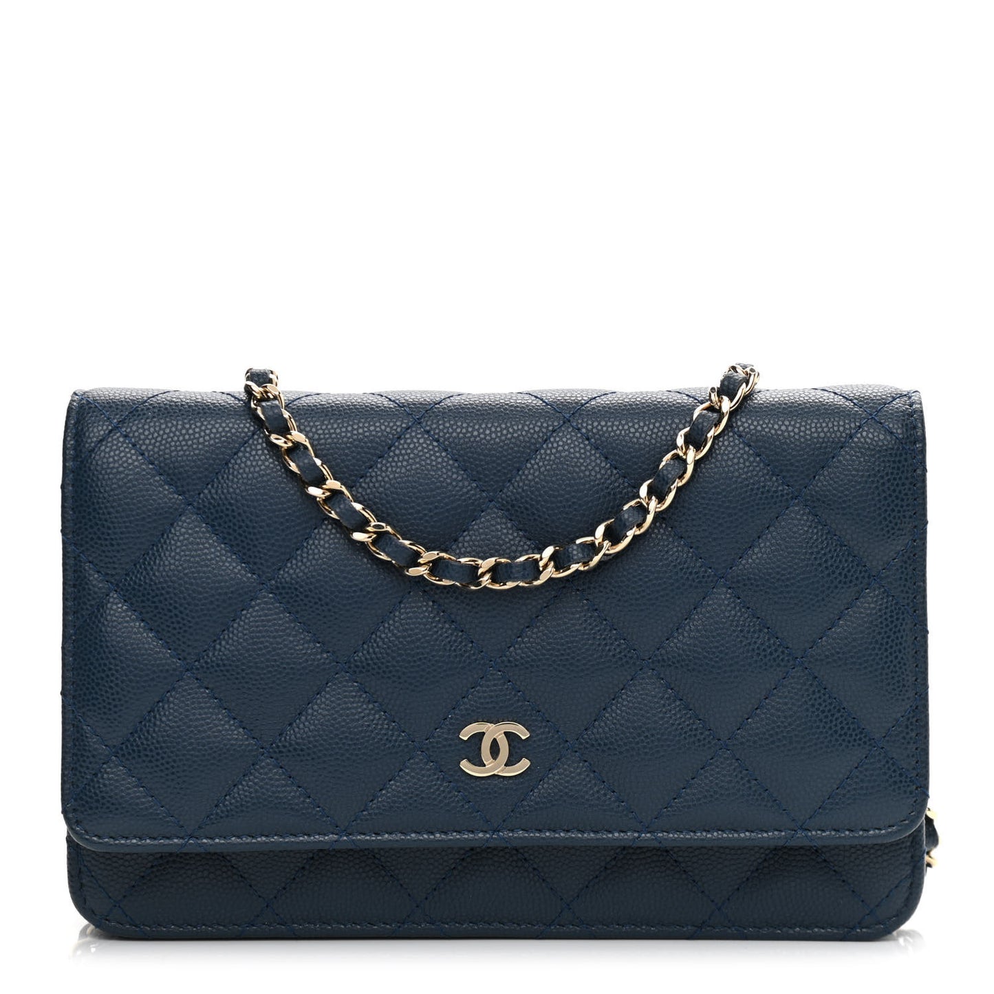 Caviar Quilted Wallet On Chain WOC Blue