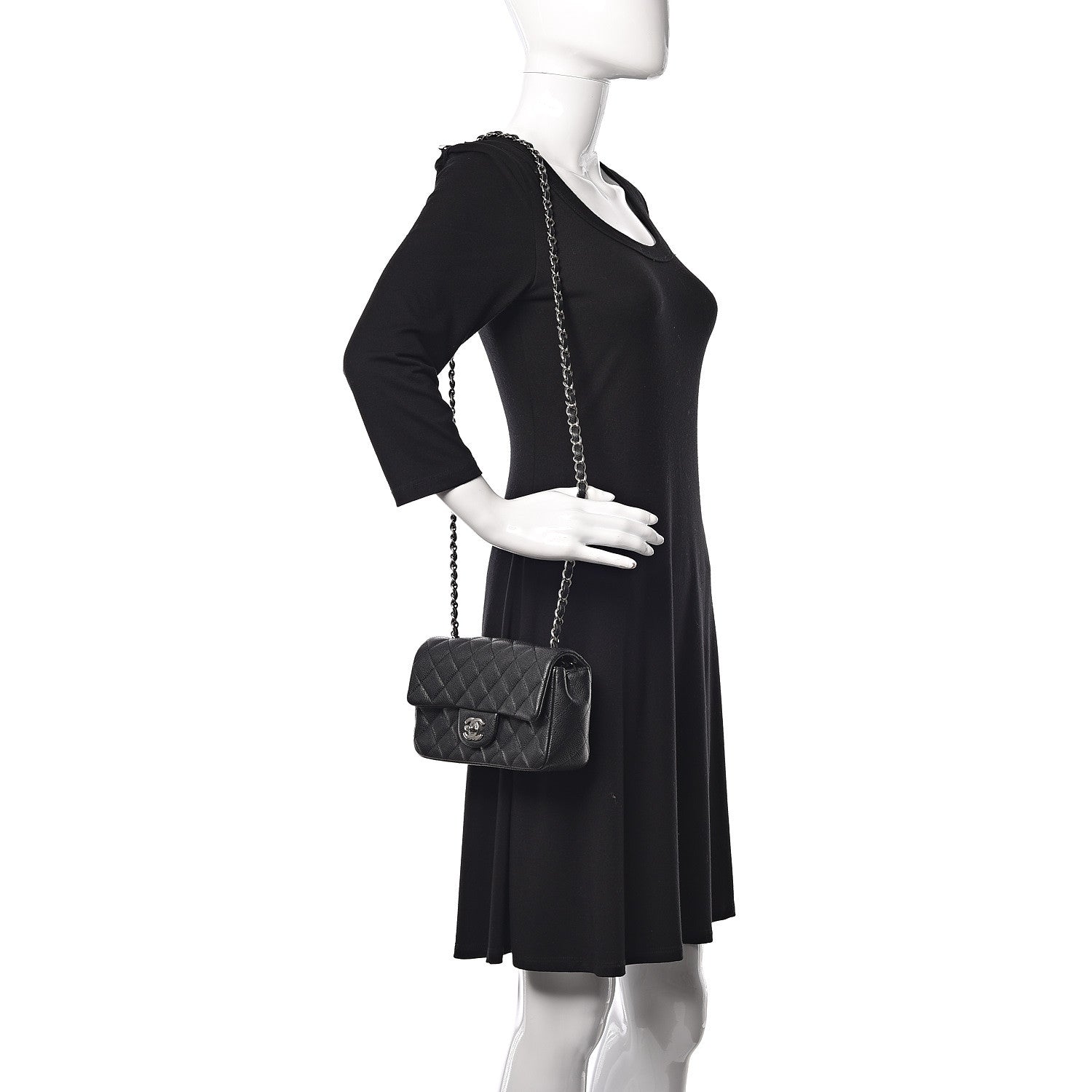 Chanel Metallic Caviar Quilted Mini Rectangular Flap Black 2 of 11