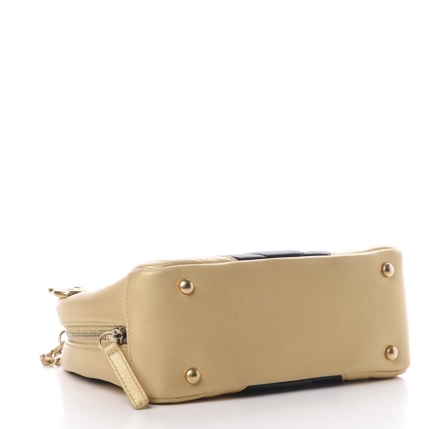 Chanel Lambskin Sheepskin Chevron Camera Case Black Gold 4 of 11