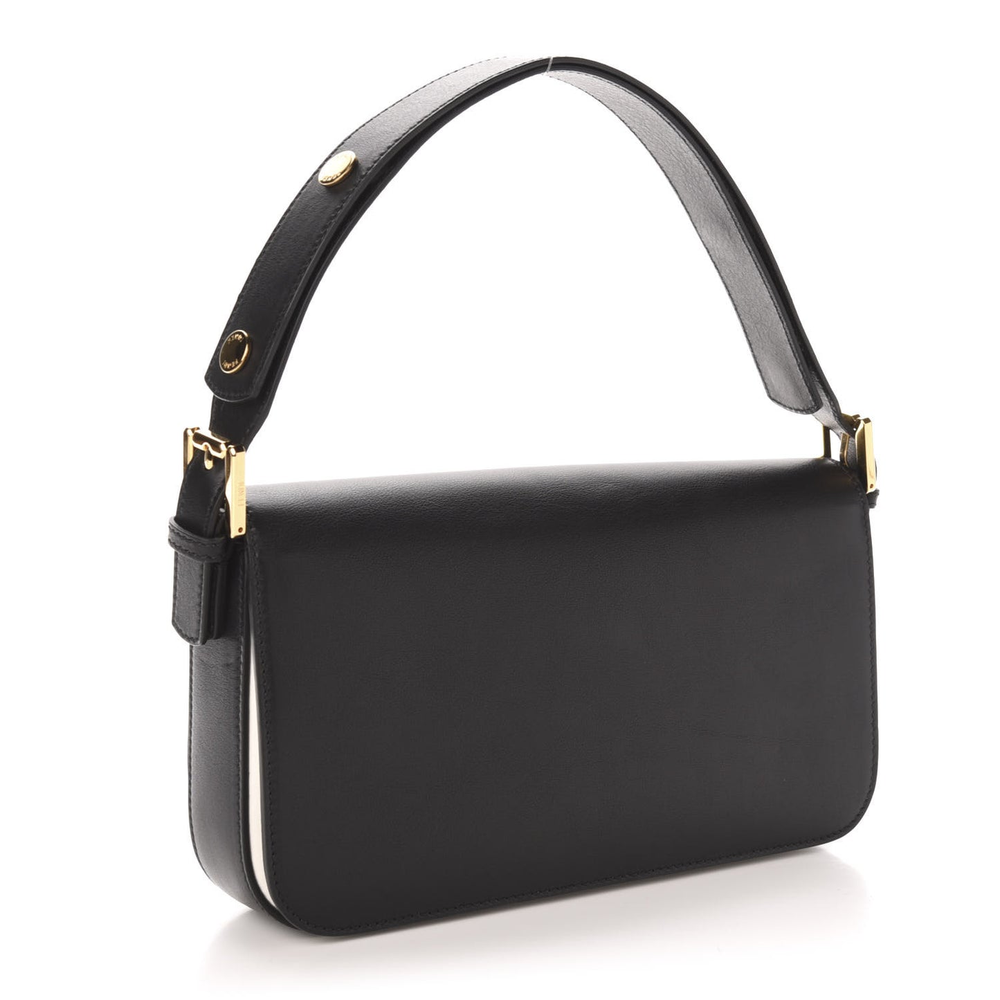 Vitello Dolce Bi-Color 3Baguette Shoulder Bag Black White