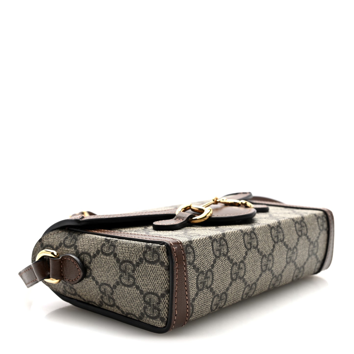 GG Supreme Monogram Mini Horsebit 1955 Shoulder Bag Beige Brown Sugar
