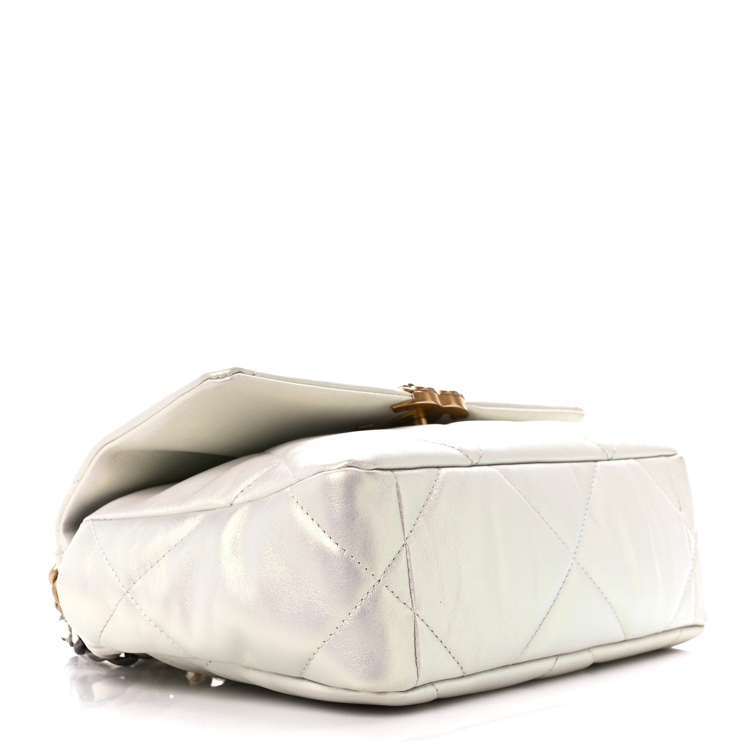 Chanel Iridescent Calfskin Quilted Medium Chanel 19 Flap White 4 of 11