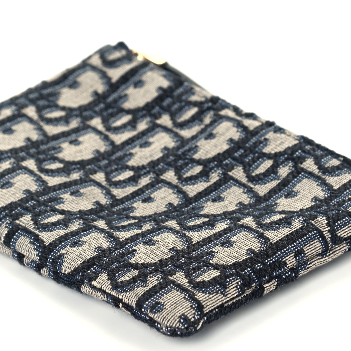 Oblique Zipped Card Holder Blue