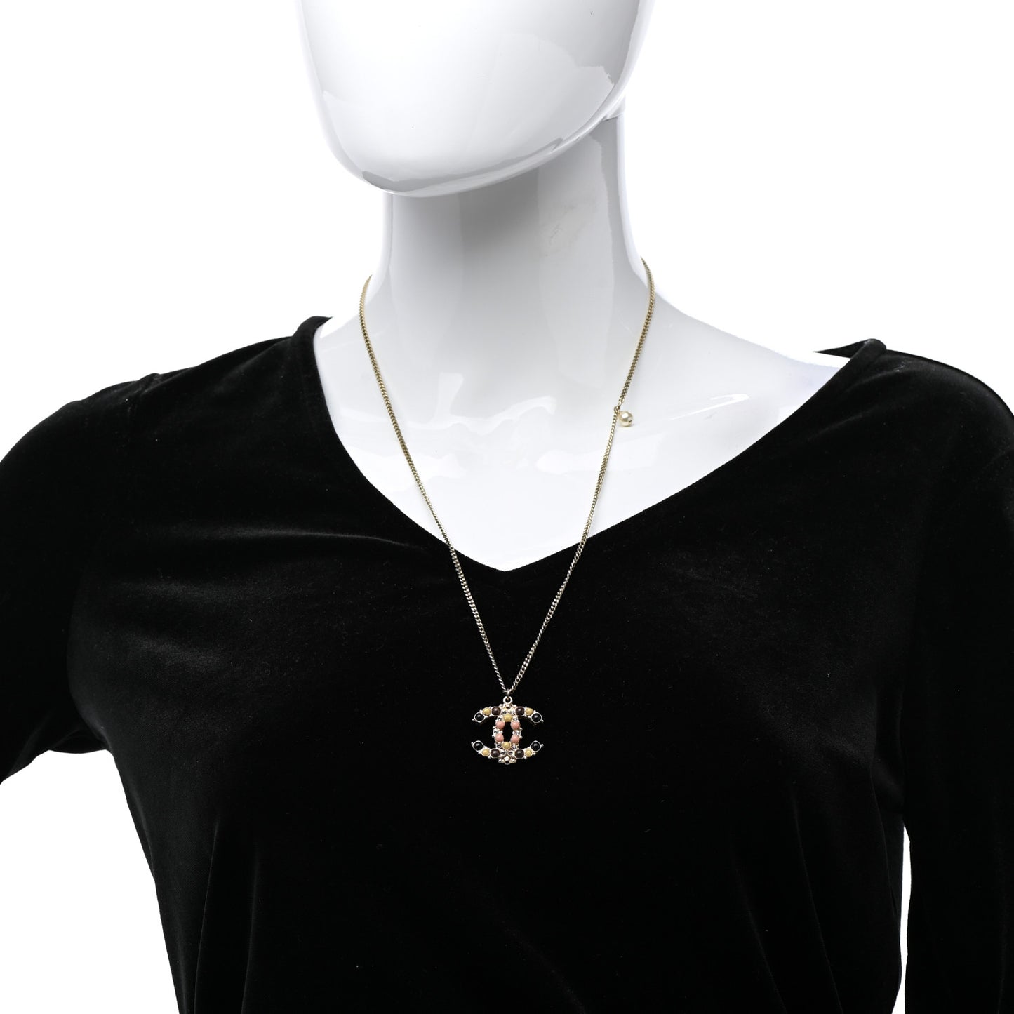 Crystal Gripoix CC Necklace Gold Multicolor