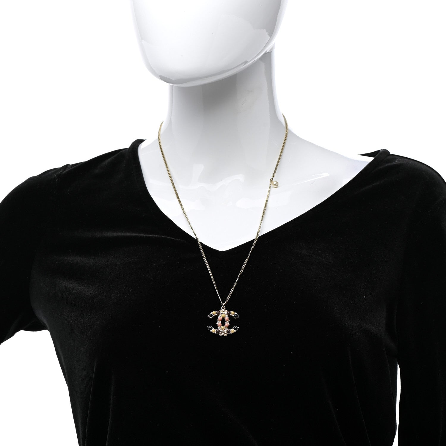 Chanel Crystal Gripoix CC Necklace Gold Multicolor 3 of 7