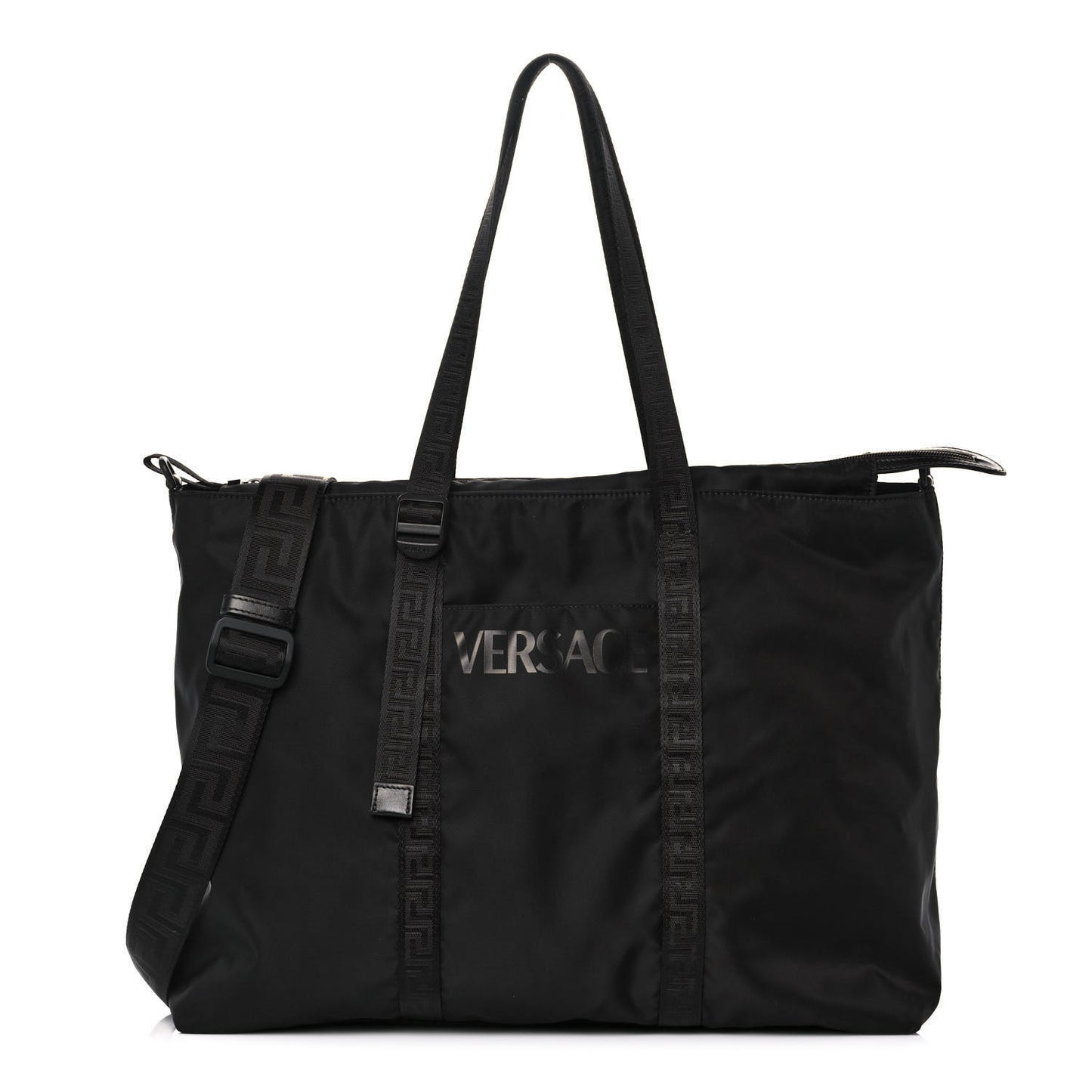 Nylon La Greca Logo Tote Black