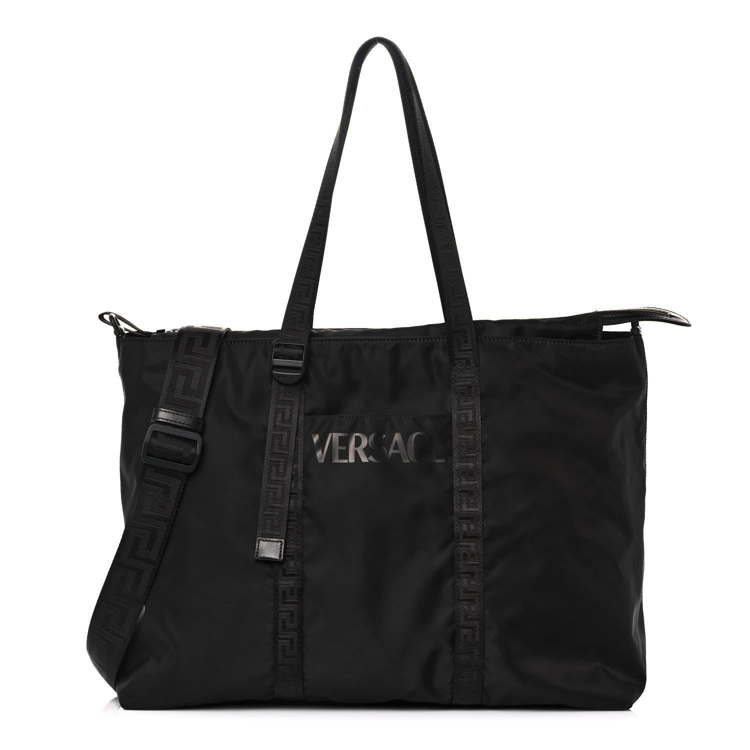 Versace Nylon La Greca Logo Tote Black 1 of 11