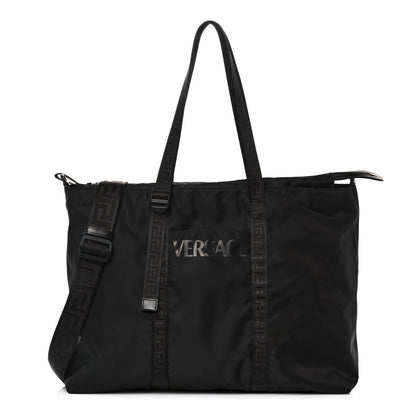 Versace Nylon La Greca Logo Tote Black 1 of 11