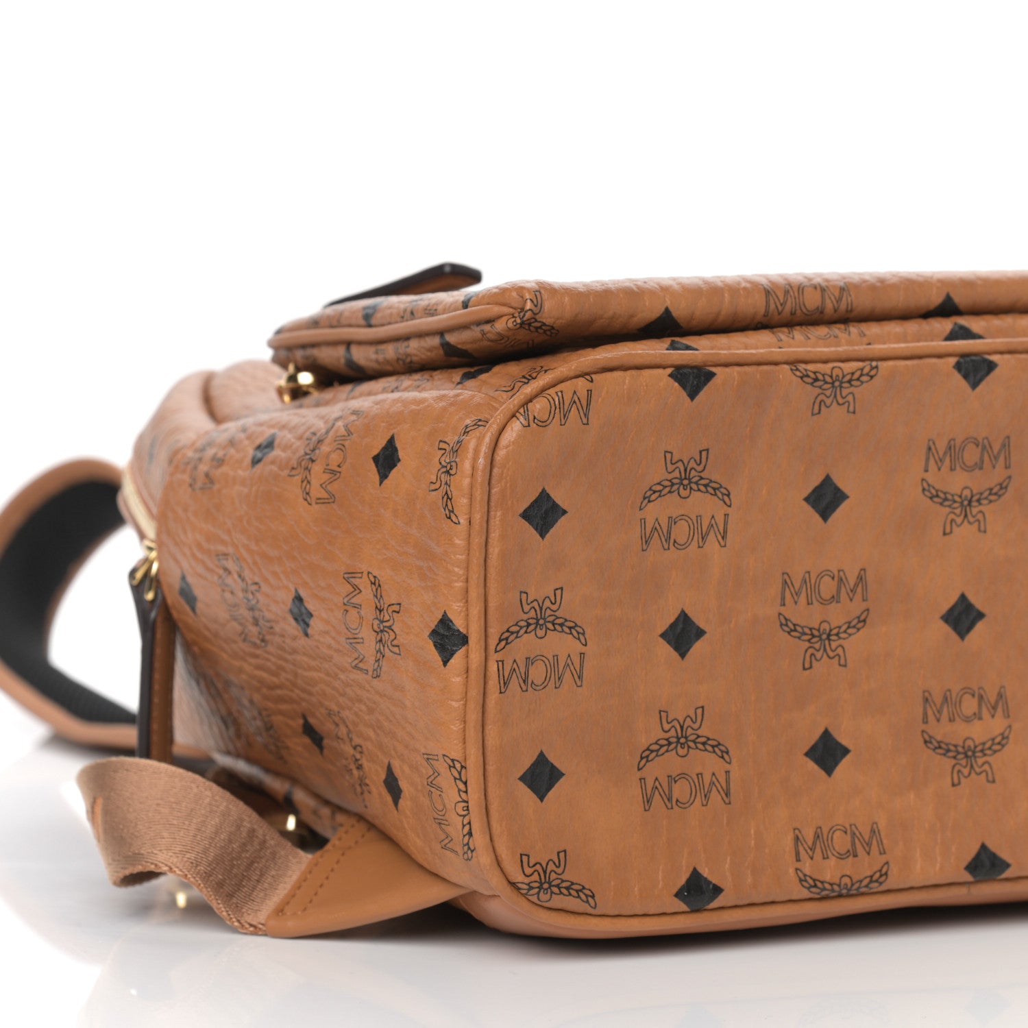 MCM Visetos Studded Retro Trilogie Stark Backpack Cognac 8 of 9