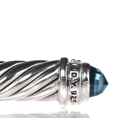 David Yurman Sterling Silver Diamond Blue Topaz 5mm Cable Classics Bracelet 4 of 5