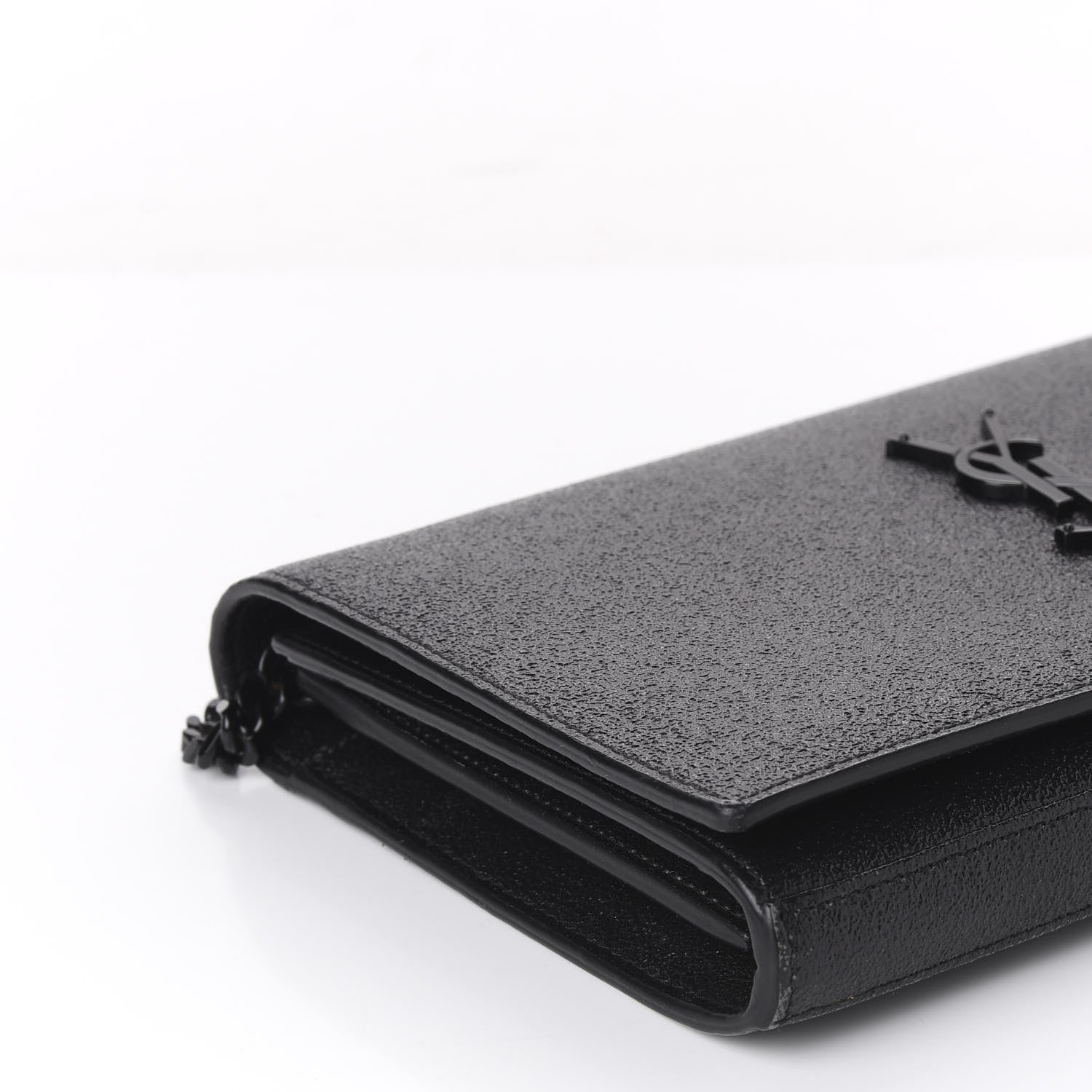 Saint Laurent Grained Metallic Calfskin Monogram Chain Wallet Black 5 of 11