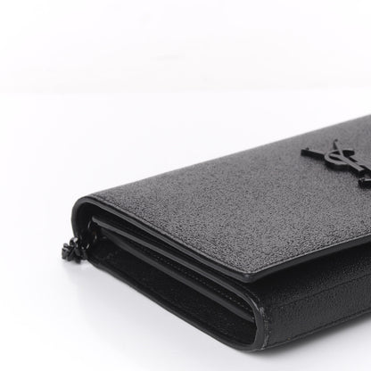 Saint Laurent Grained Metallic Calfskin Monogram Chain Wallet Black 5 of 11