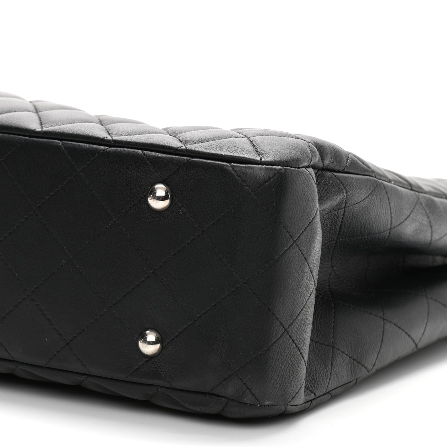 Calfskin Quilted Large Classic Shopping Tote Black