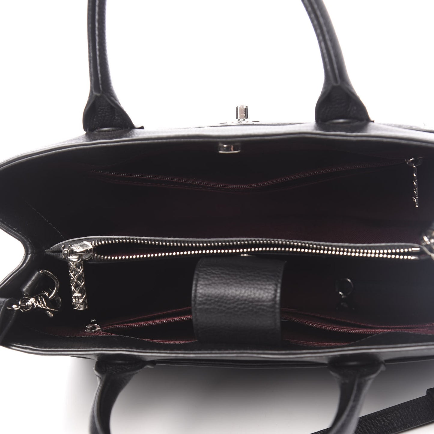 Grained Calfskin Small Neo Executive Shopper Tote Black