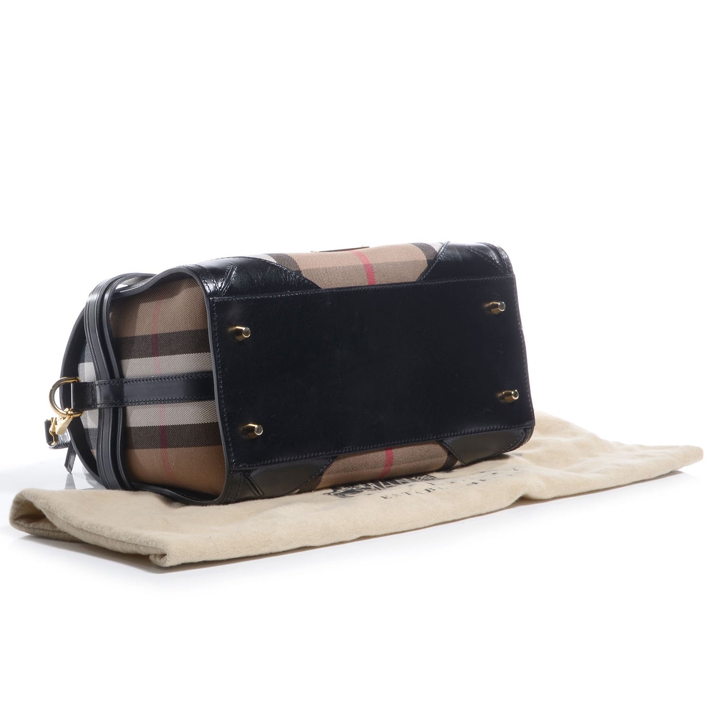 House Check Bridle Calfskin Medium Bowling Bag Black