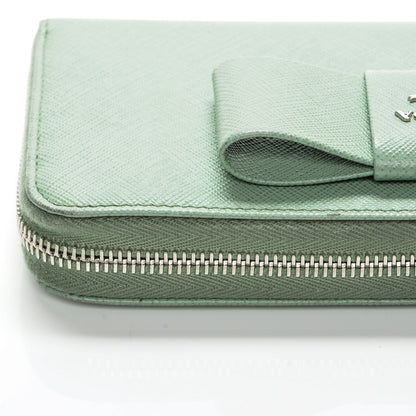 Prada Saffiano Fiocco Bow Zip Around Wallet Acquamarina 6 of 9