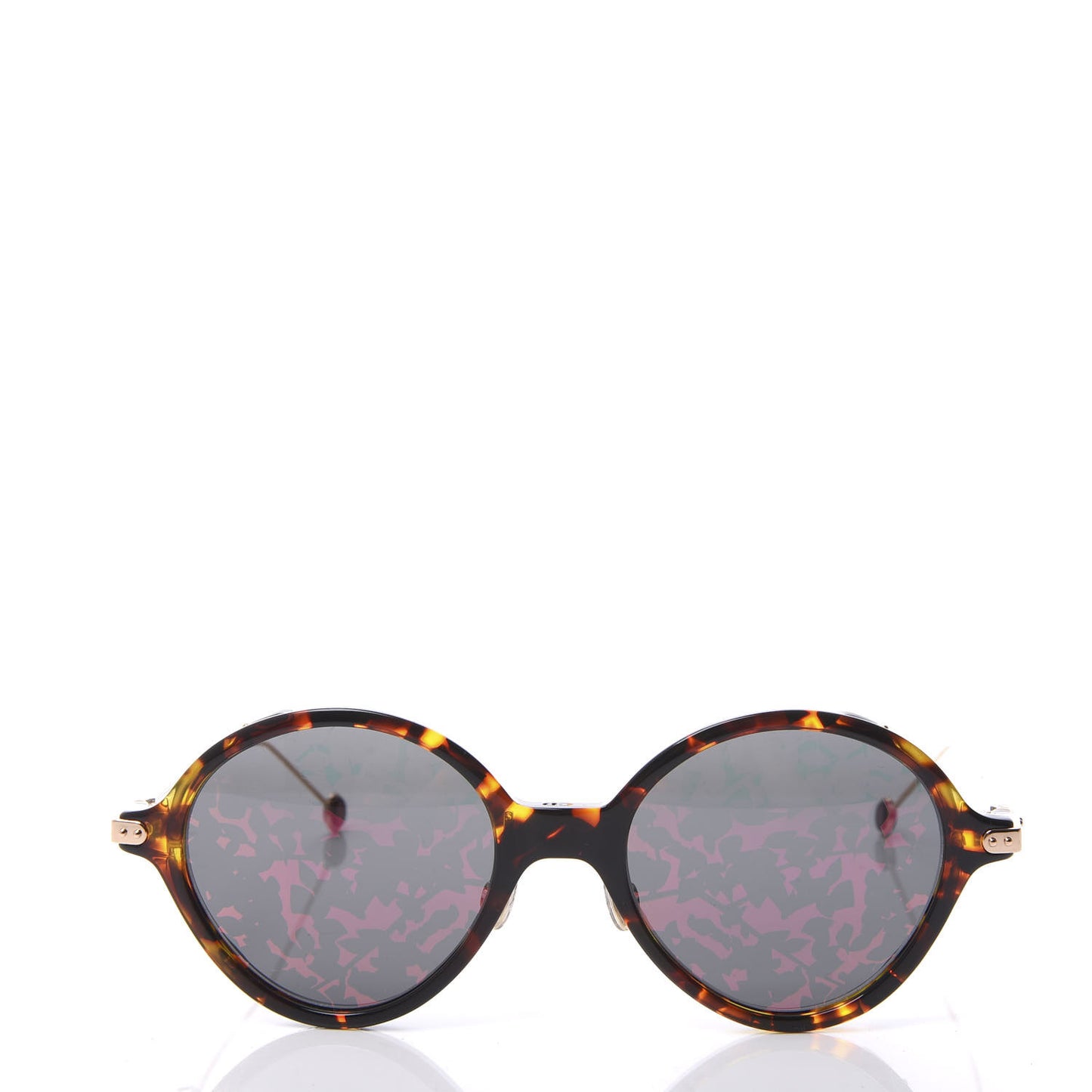 Acetate Leaf Print Umbrage Round Sunglasses Pink Foliage