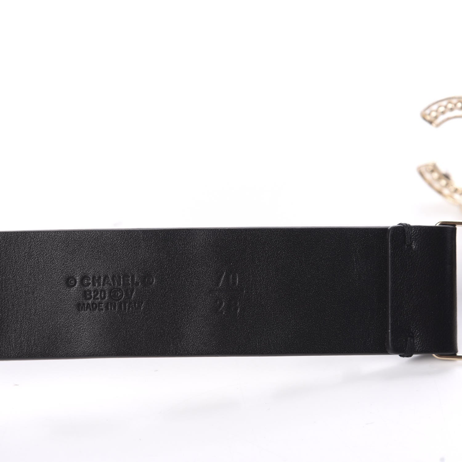 Chanel Lambskin Crystal Logo Belt 70 28 Black 3 of 5