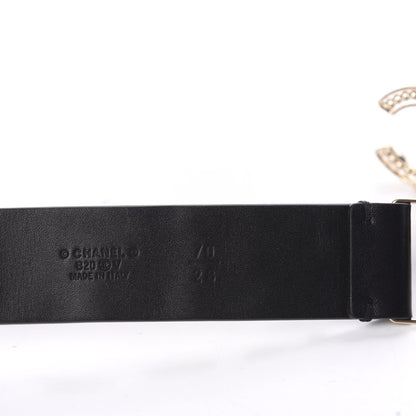 Chanel Lambskin Crystal Logo Belt 70 28 Black 3 of 5