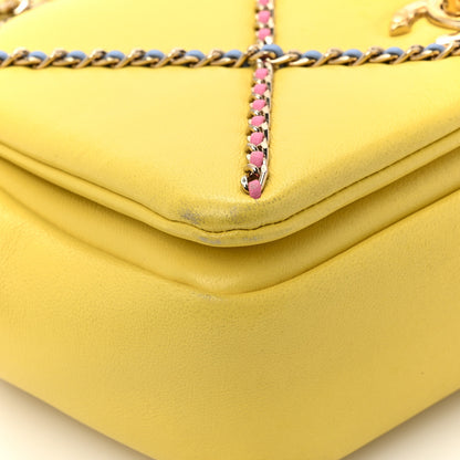 Chanel Lambskin Small Entwined Chain Flap Yellow Multicolor 15 of 21
