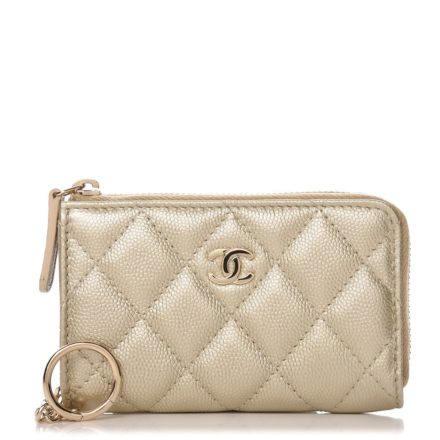 Chanel Metallic Caviar Quilted Key Holder Case Light Gold 1 of 7