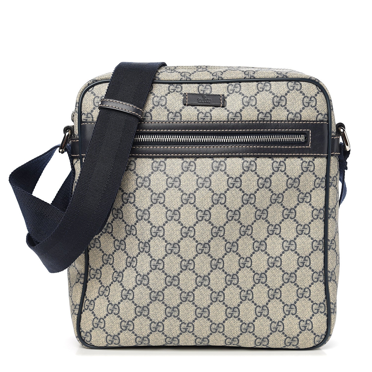 Gucci GG Plus Monogram Selleria Calfskin Medium Messenger Bag Beige Blue 1 of 10