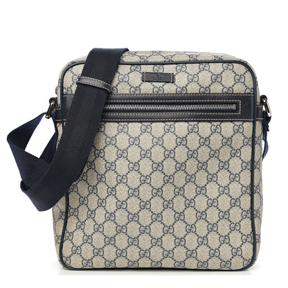 Gucci GG Plus Monogram Selleria Calfskin Medium Messenger Bag Beige Blue 1 of 10