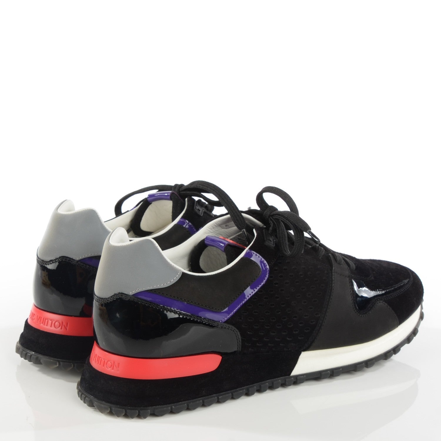 Louis Vuitton Nubuck Calfskin Perforated Run Away Sneakers 39.5 Black 3 of 7