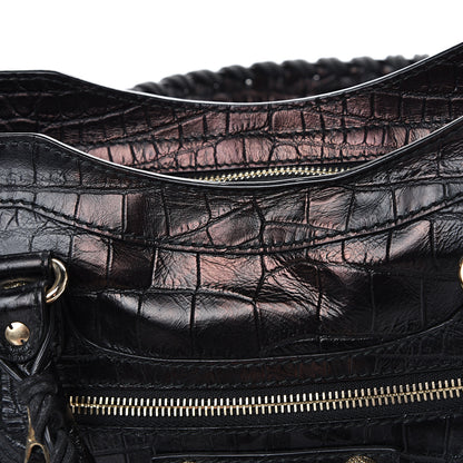 Balenciaga Calfskin Crocodile Embossed Giant 12 Gold Hardware City Black 11 of 14