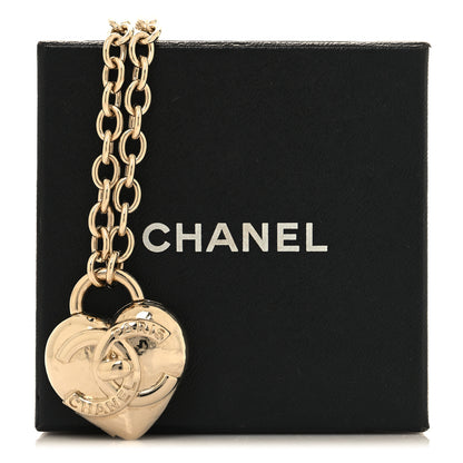 Chanel Metal CC Heart Locket Necklace Gold 7 of 7