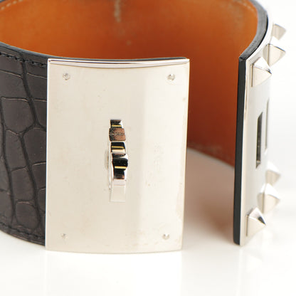 Hermes Matte Alligator Kelly Extreme S Bracelet Black 6 of 10