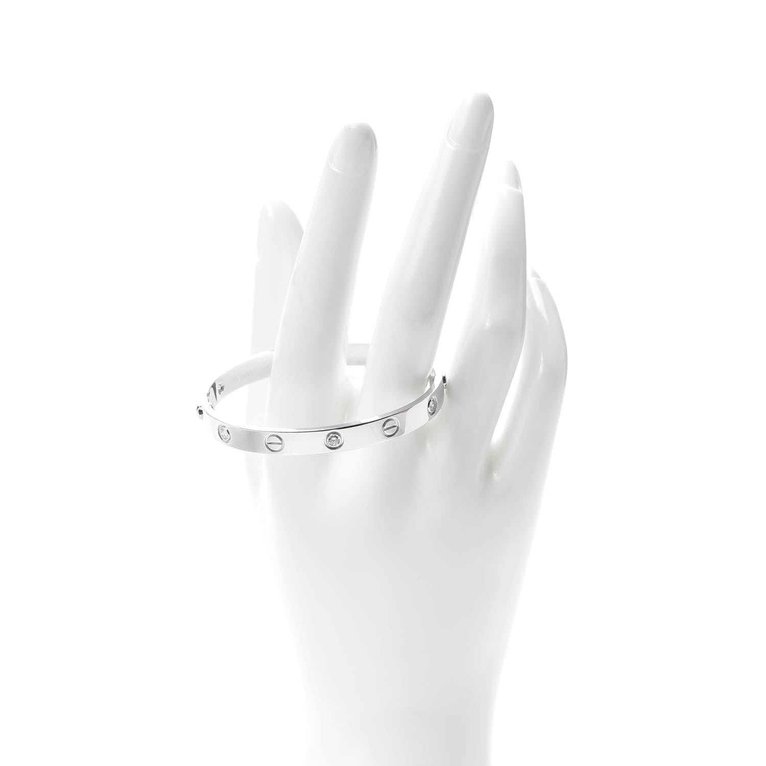 Cartier 18K White Gold 6 Diamond LOVE Bracelet 16 2 of 5
