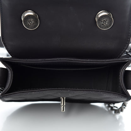 Chanel Calfskin Quilted Small Double Chained Messenger Flap Charcoal 5 of 11