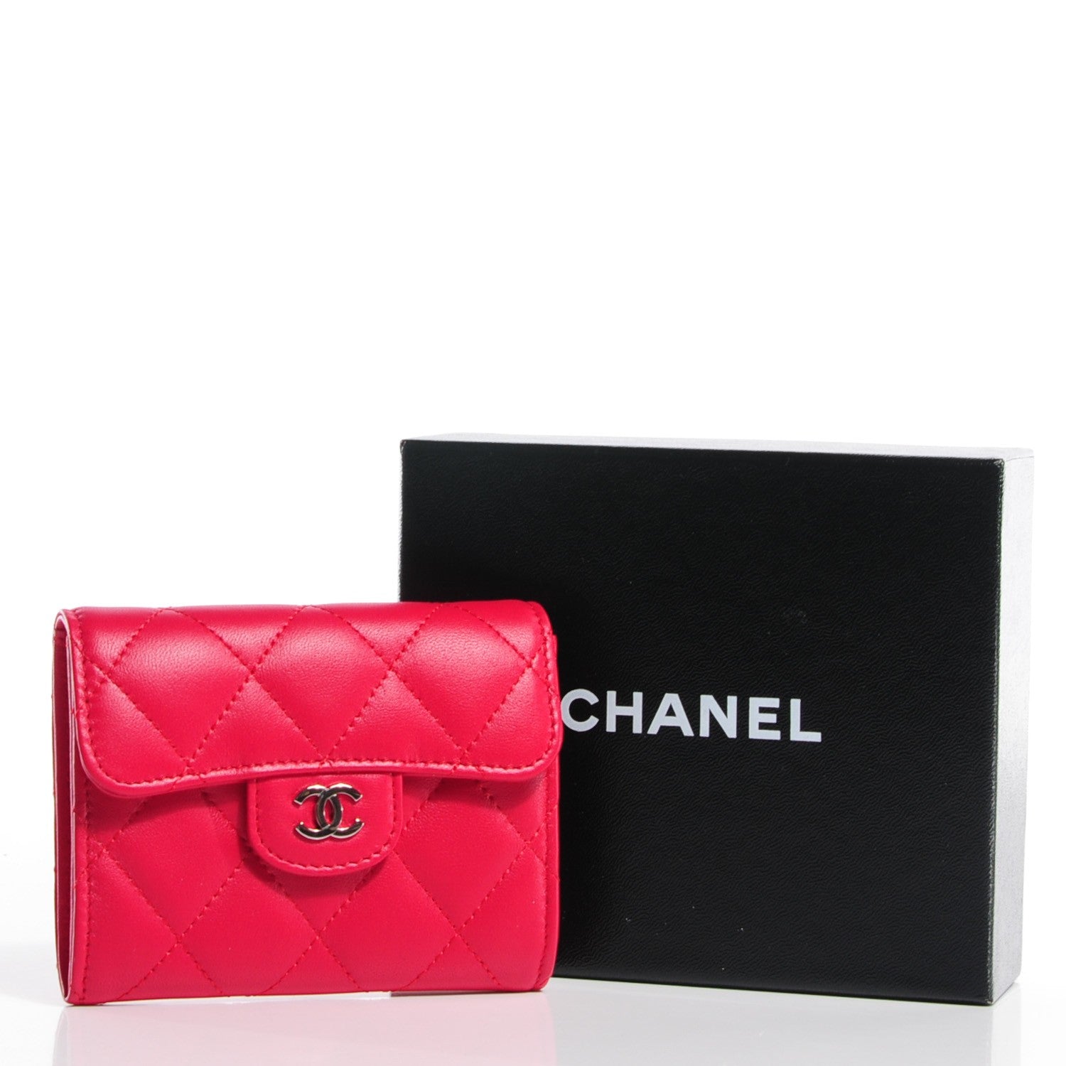 Chanel Lambskin Quilted Coin Purse Fuchsia 9 of 9