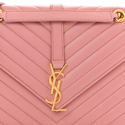 Saint Laurent Smooth Calfskin Matelasse Chevron Large Monogram Satchel Tender Pink 7 of 12