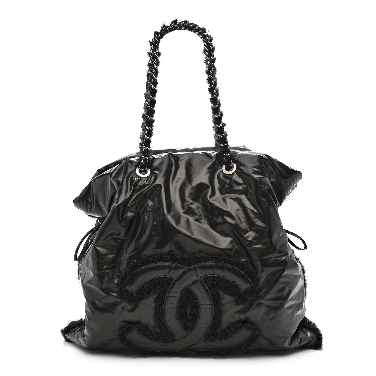 Chanel Vinyl Mohair Trimmed CC Bonbons Tote Black 1 of 10