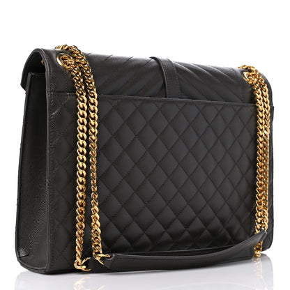 Saint Laurent Grain De Poudre Textured Mixed Matelasse Large Triquilt Monogram Satchel Pebble 3 of 14