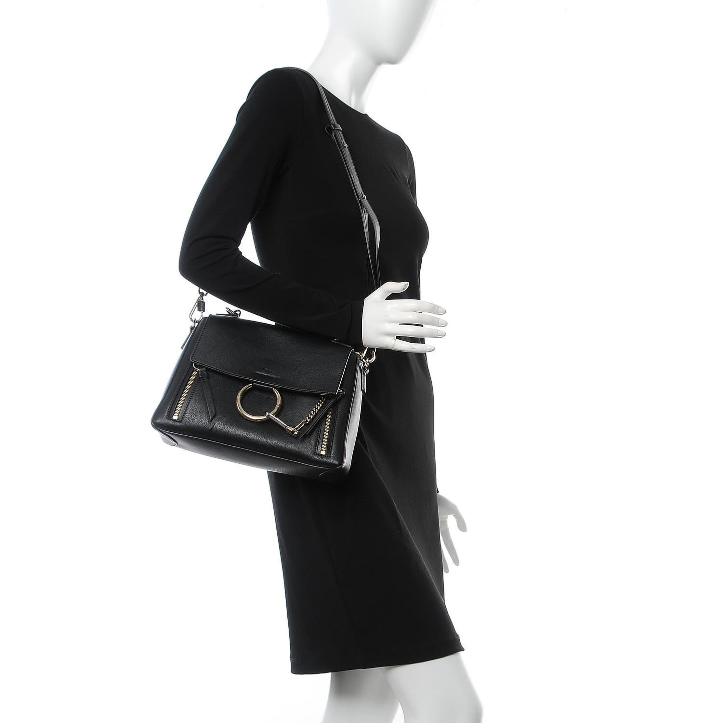 Calfskin Small Faye Day Shoulder Bag Black
