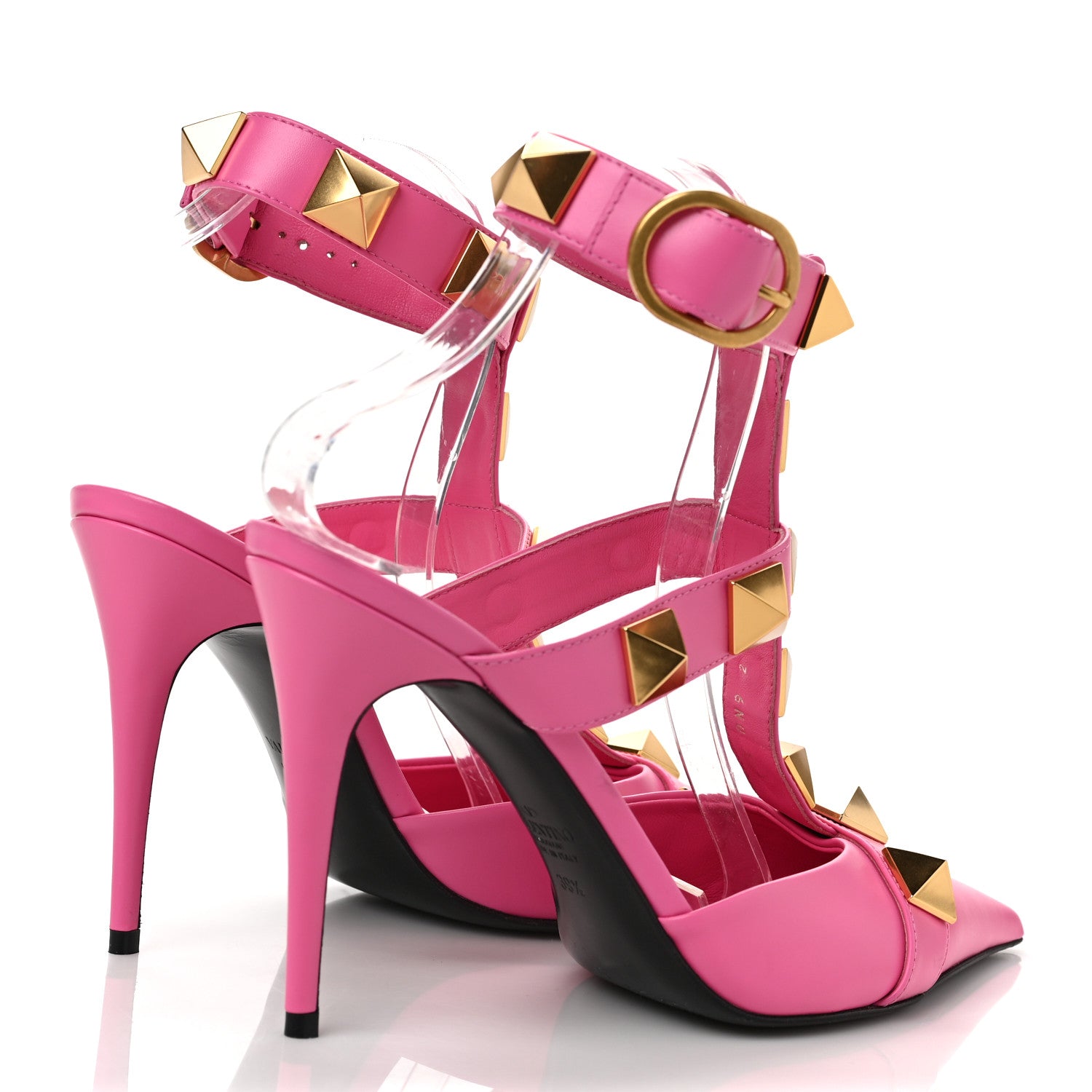 Valentino Garavani Calfskin Roman Stud Ankle Strap 100mm Pumps 39.5 Feminine Pink 4 of 8