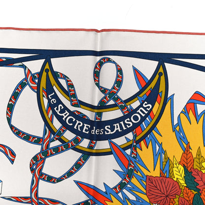 Hermes Silk Le Sacre Des Saisons Scarf 90 Craie Jaune Soleil 2 of 5