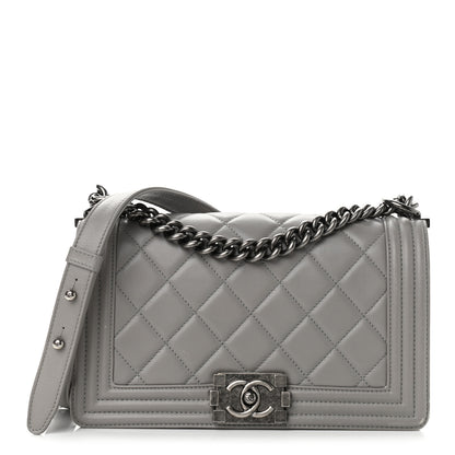Chanel Lambskin Quilted Medium Boy Flap Grey 1 of 13