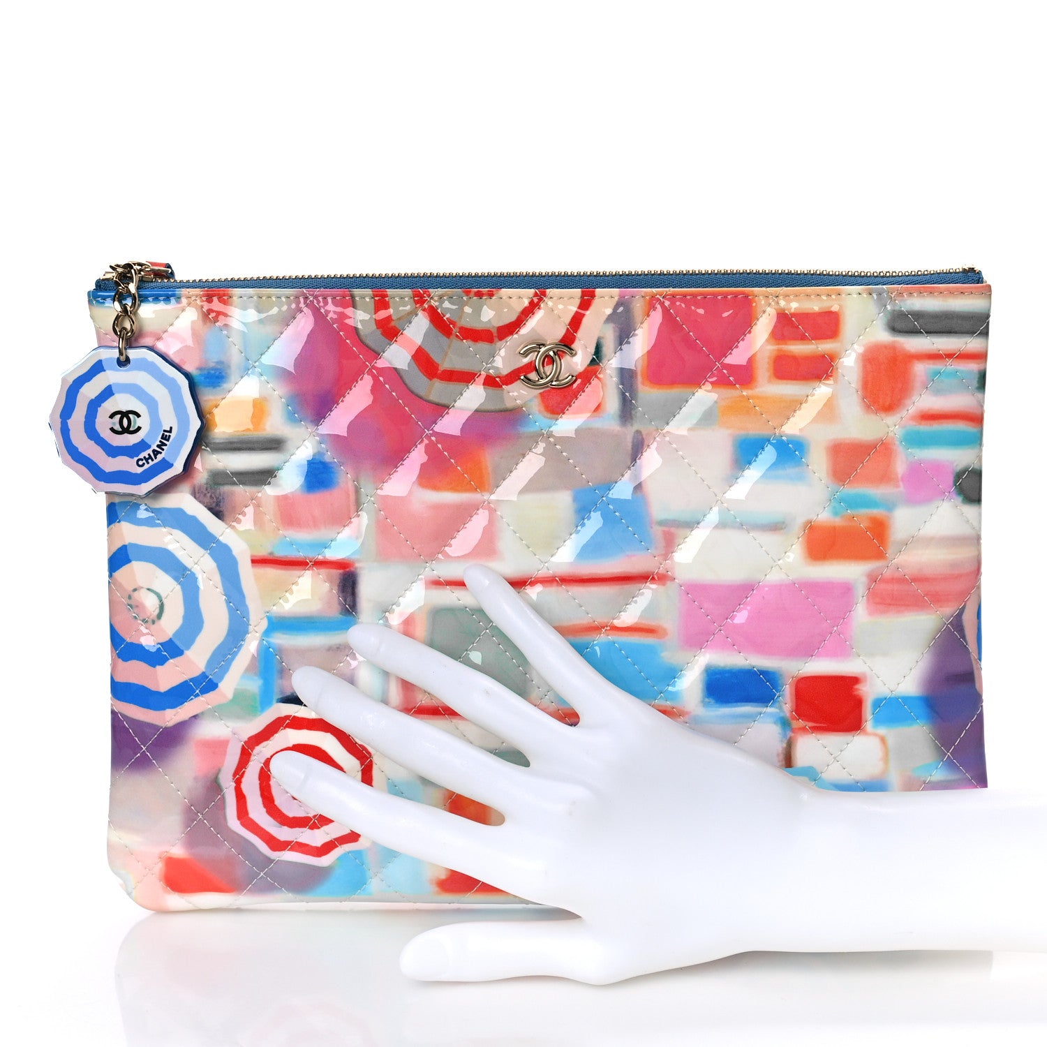 Chanel Patent Calfskin Printed Quilted Medium Cosmetic Case Multicolor 2 of 9