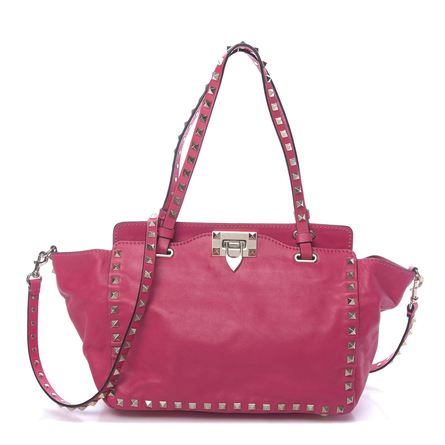 Vitello Small Rockstud Tote Deep Cyclamin