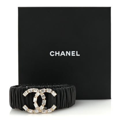 Chanel Lambskin Metal Crystal CC Ruched Belt 80 32 Black 4 of 4