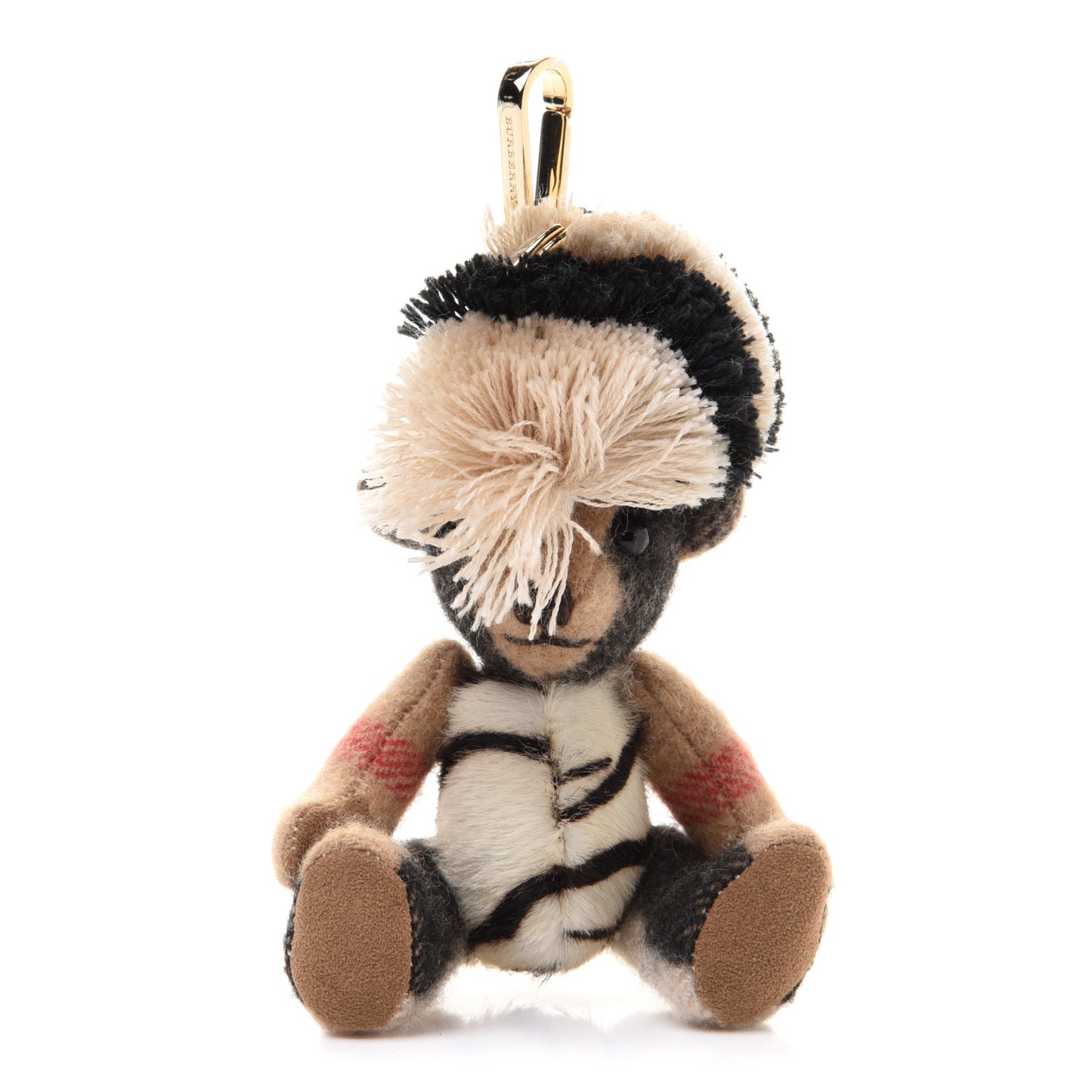 Cashmere Calf Hair Zebra Print Thomas Bear Keychain Charm