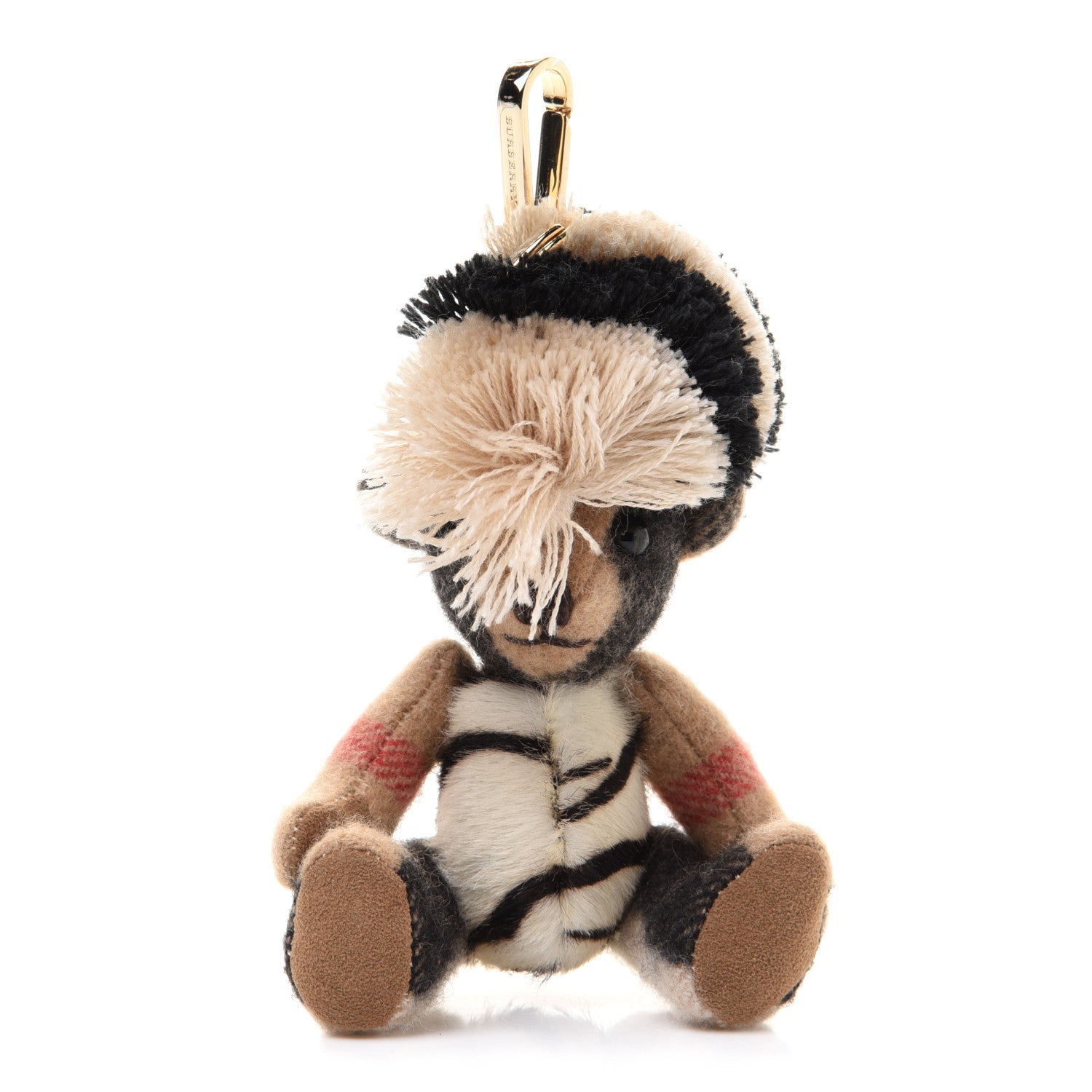 Burberry Cashmere Calf Hair Zebra Print Thomas Bear Keychain Charm 1 of 4
