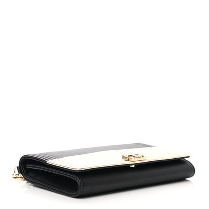Chanel Metallic Goatskin Lambskin Boy Wallet on Chain WOC Black Gold 5 of 15