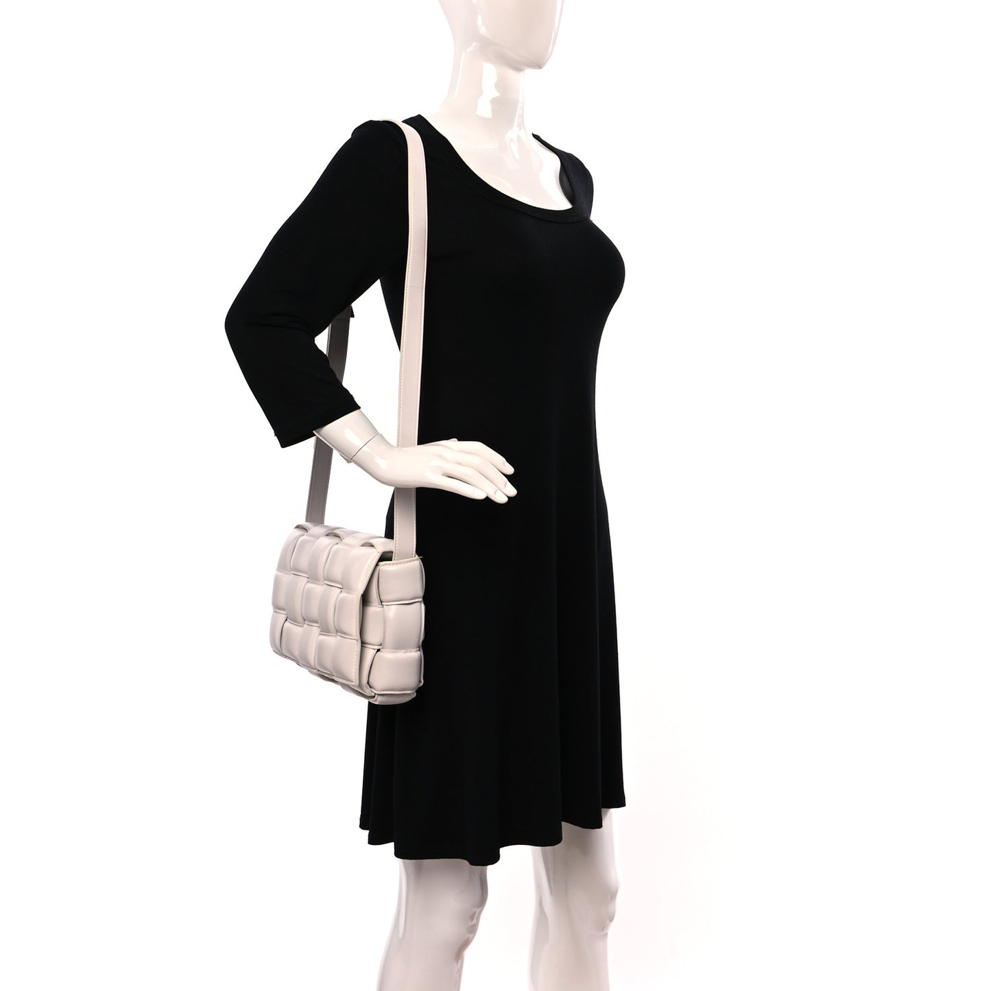 Nappa Maxi Intreccio Padded Cassette Crossbody Bag Chalk