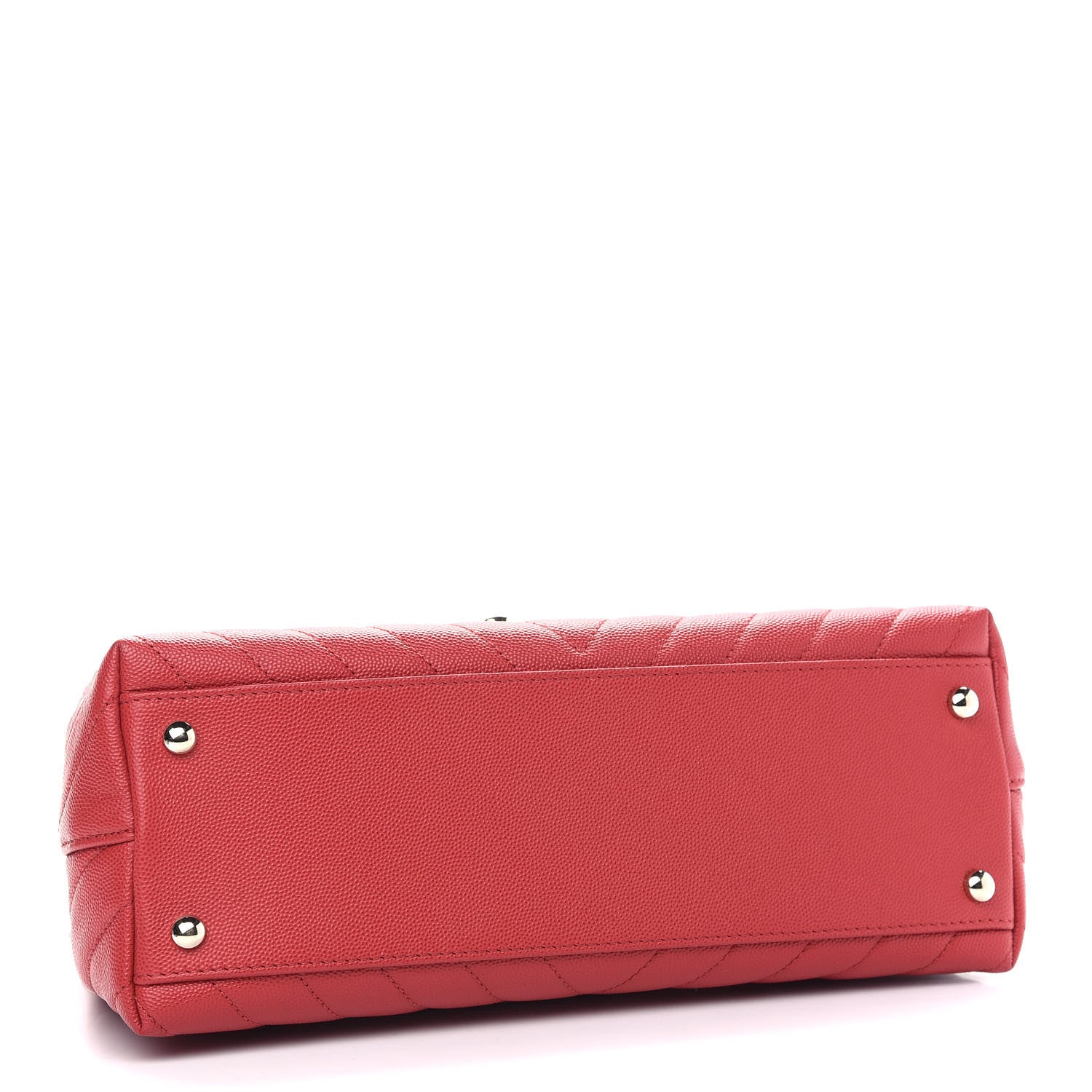 Chanel Caviar Chevron Quilted Small Coco Handle Flap Red 3 of 8